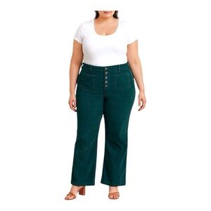 Torrid Woman’s High Rise Botanical Green Corduroy Pants Size 22R